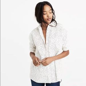 MADEWELL White and Black Polka Dot Scatter Ex-Boyfriend Oversized Button Down